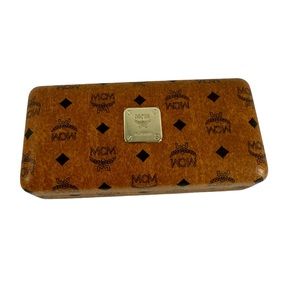 Genuine MCM Hardshell eyeglasses case designer logo cognac